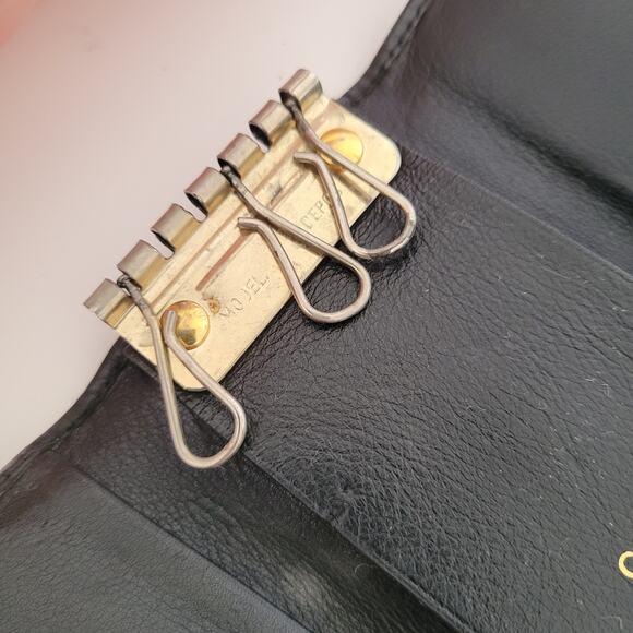 Gucci Bamboo Key Holder Wallet Case Leather Small Unisex Black Trifold - Picture 4 of 10